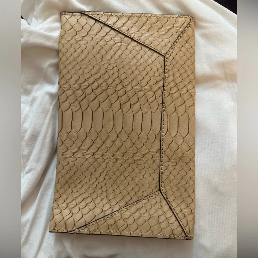 New Loeffler Randall Python‎ Embossed Nude Clutch